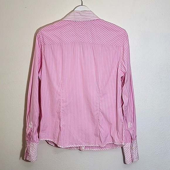 Tommy Hilfiger pink striped button down vintage 90's top size 12 - Picture 6 of 11